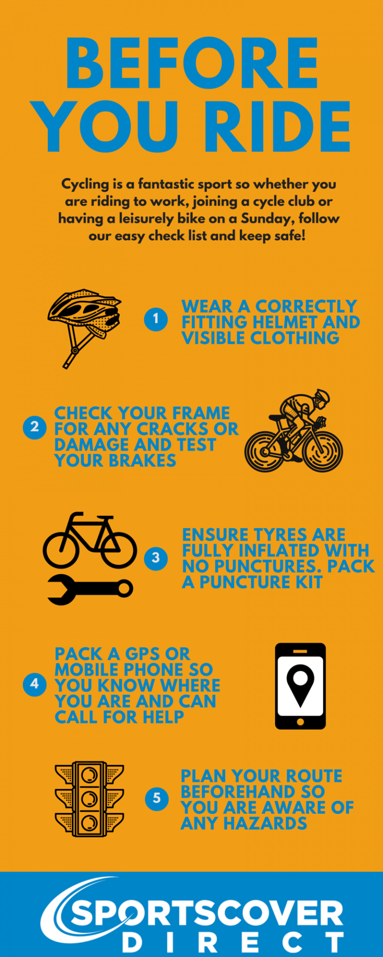 Bicycle Safety Infographic - Before You Ride - SportsCover 