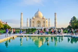 Tourists visiting Taj Mahal