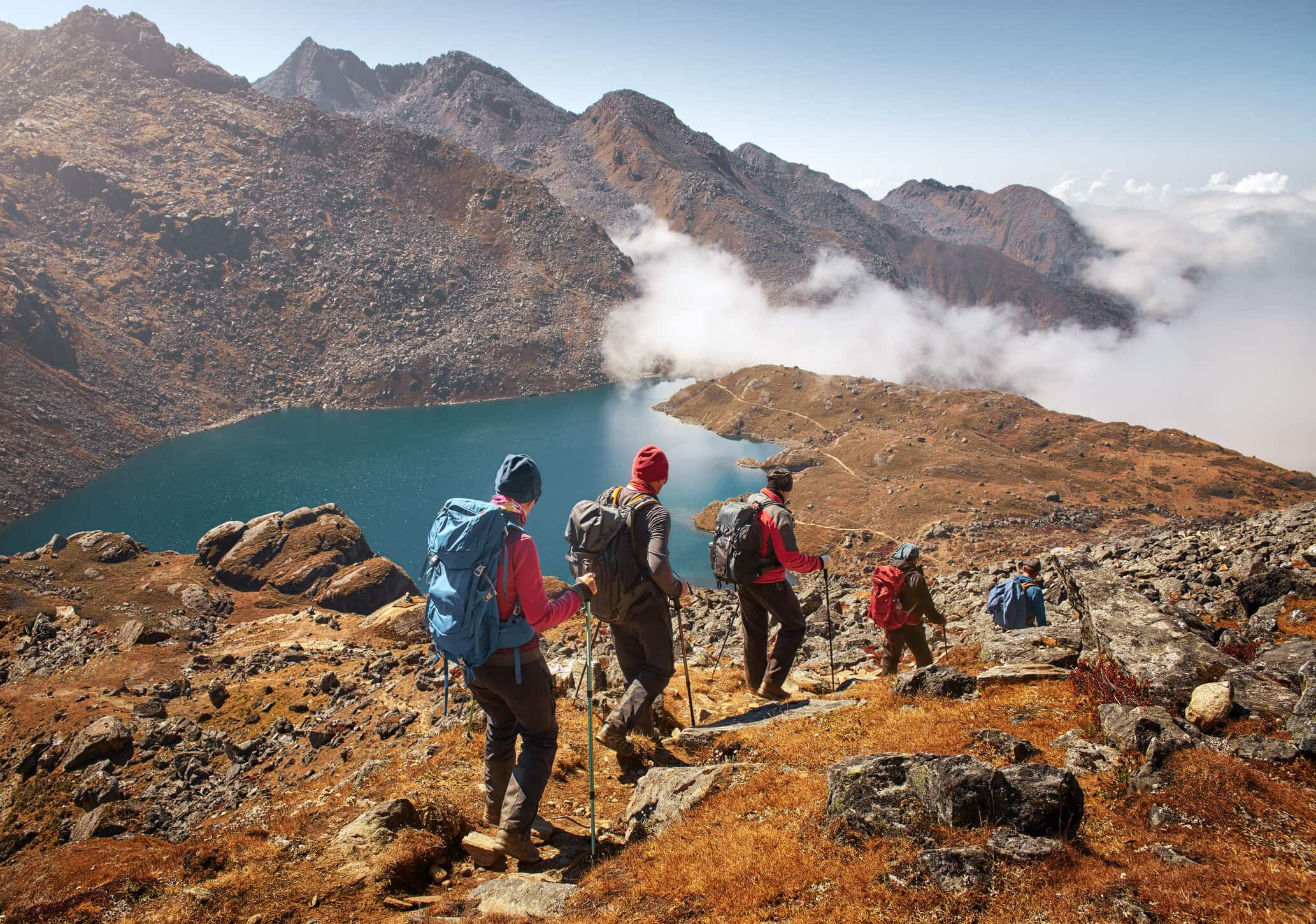 Group of people on a trekking trip