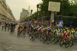 Tour de france cyclists and spectators