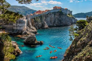 Many Kayaks in a bay in Croatia