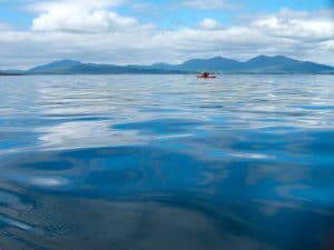 a Kayak in a distance in the sea