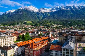 Innsbruch town and the mountains in the background