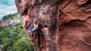 Man climbing Siurana cliff