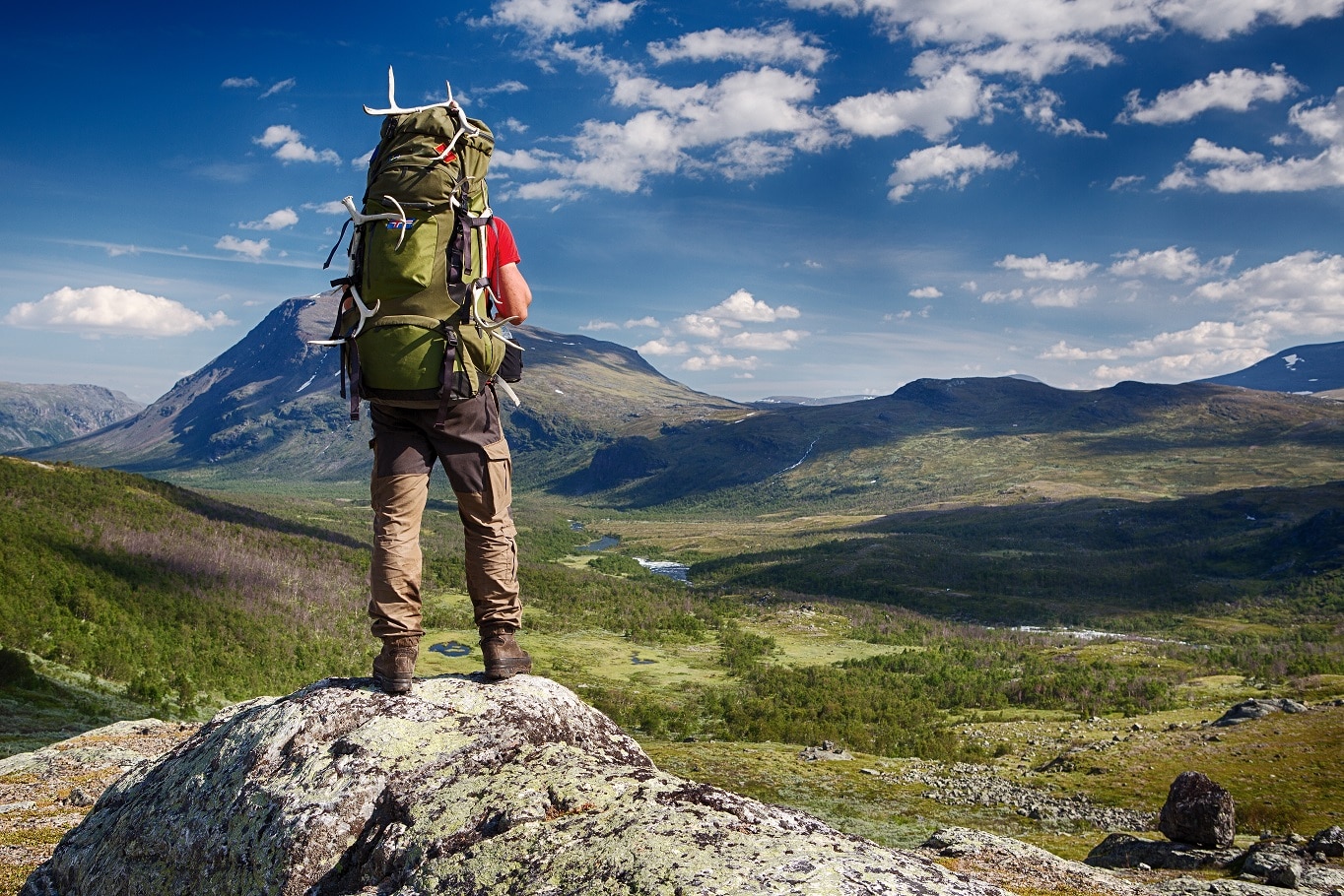 A hiker with a backback
