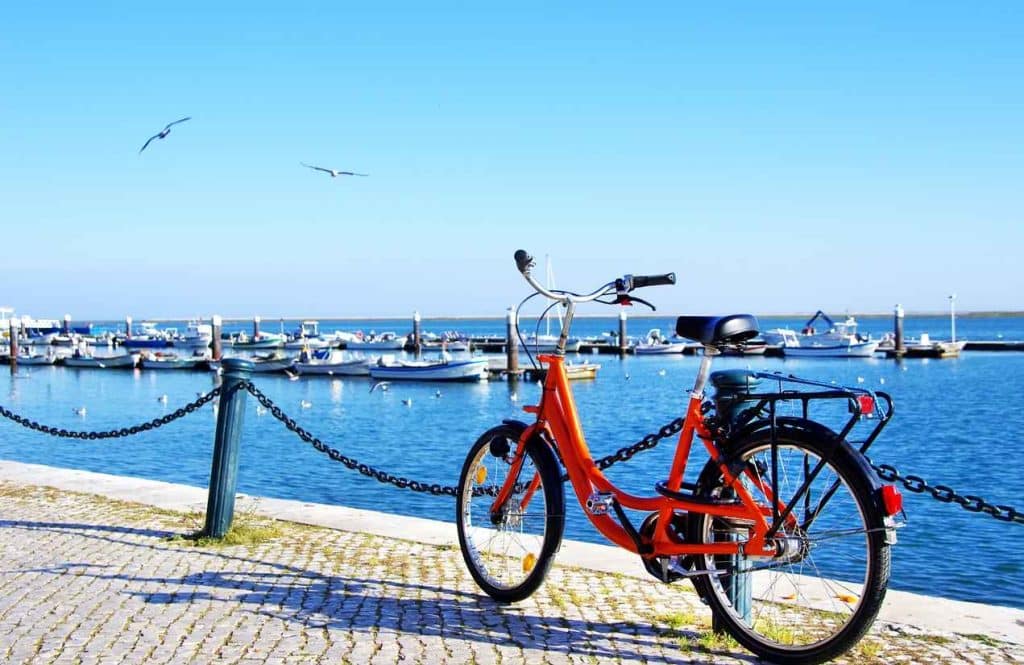 A bike parked near Algarve sea