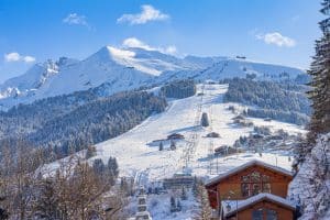 Ski slopes in winter