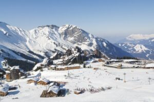 View of the mountain and ski resort