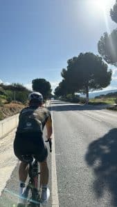 Cyclist riding on the road