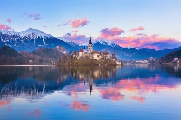 Cycle past Lake Bled, Slovenia