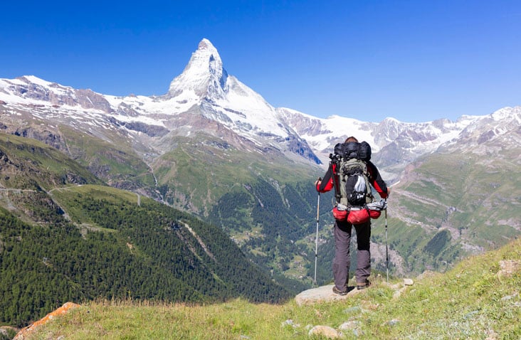 Trekking beside the Matterhorn