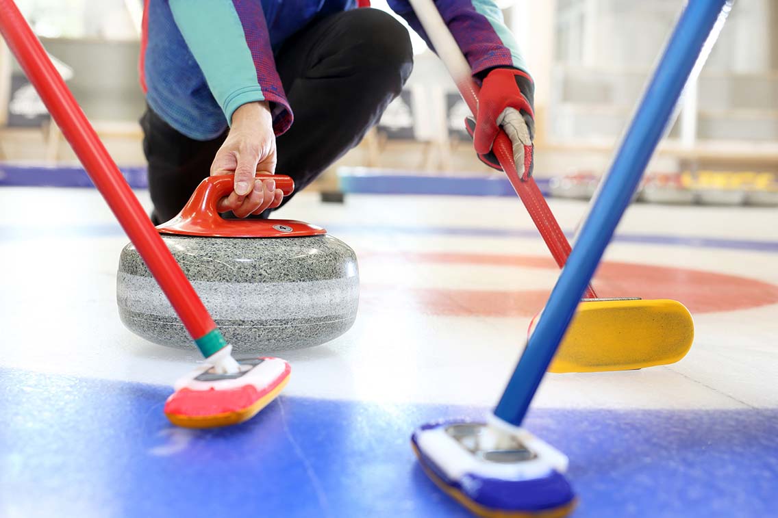 Curling equipment in play