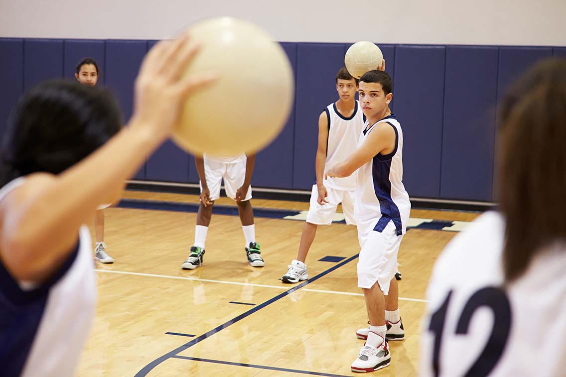 Dodgeball players in game