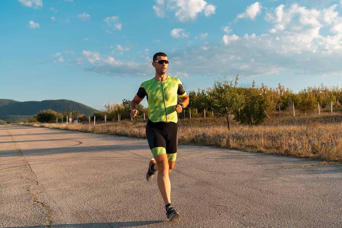 Man running ironman event