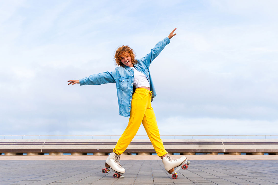 Woman on roller skates