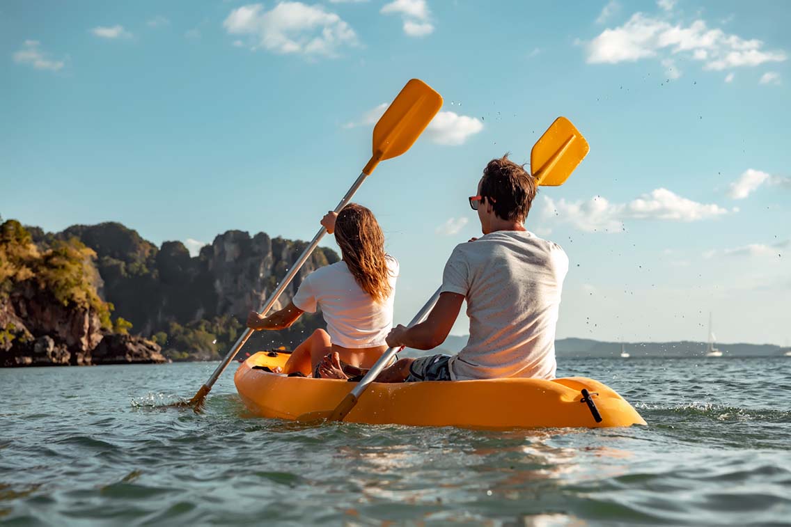 Couple sea kayaking