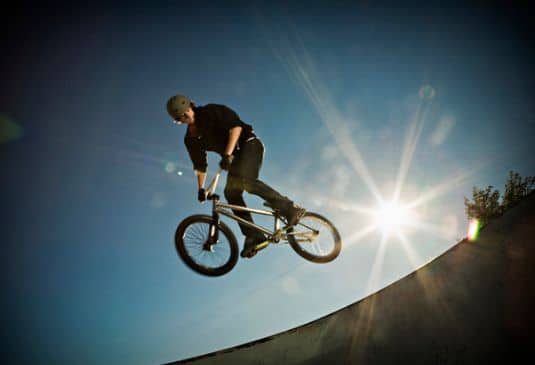 BMX rider performing a stunt