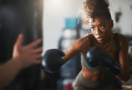 Female boxer training