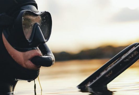 Man with spearfishing gun