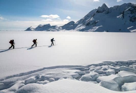 Ski touring on a frozen sea