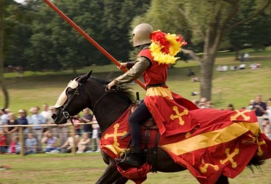 A knight preparing for jousting