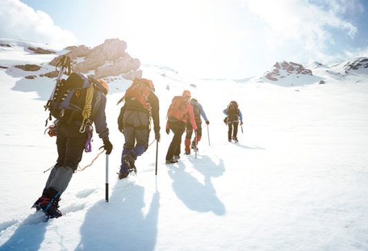 Winter mountain trek