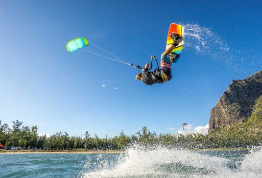 Kitesurfer in the air